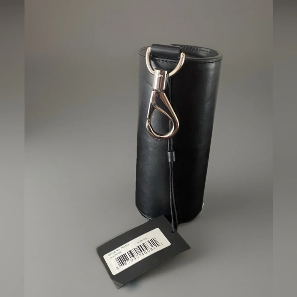 Alexander Wang Black Leather Sunglasses case Keychain Holder with clip NEW